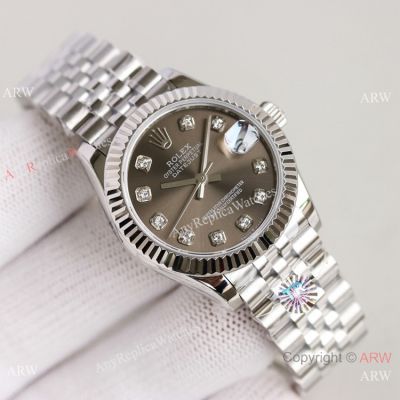 TR Factory 904L Rolex Datejust Jubilee Stainless Steel Gray Diamond Dial Watch 31mm